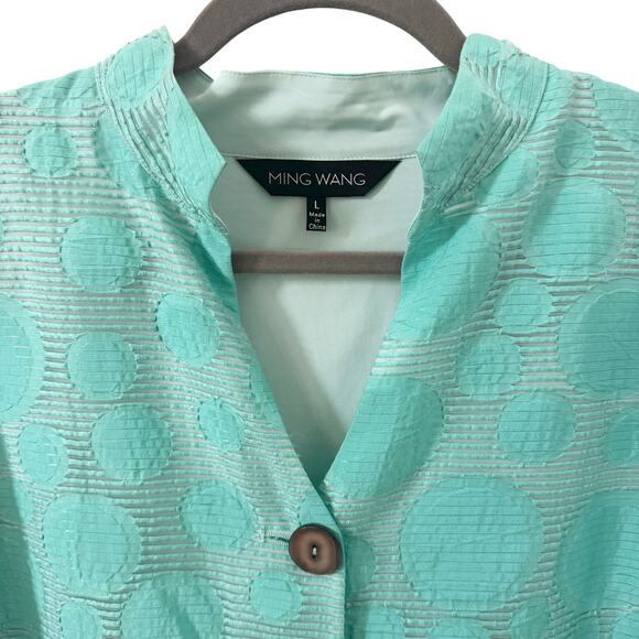 Ming Wang Bubble Textured Tunic Jacket Mandarin Collar in "Mint" Green Size L - Picture 6 of 12